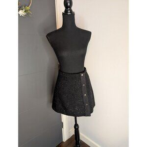 Cato Womens Black Shimmer Sparkle Tweed Mini Skirt With Snap Button Accent‎ - 6